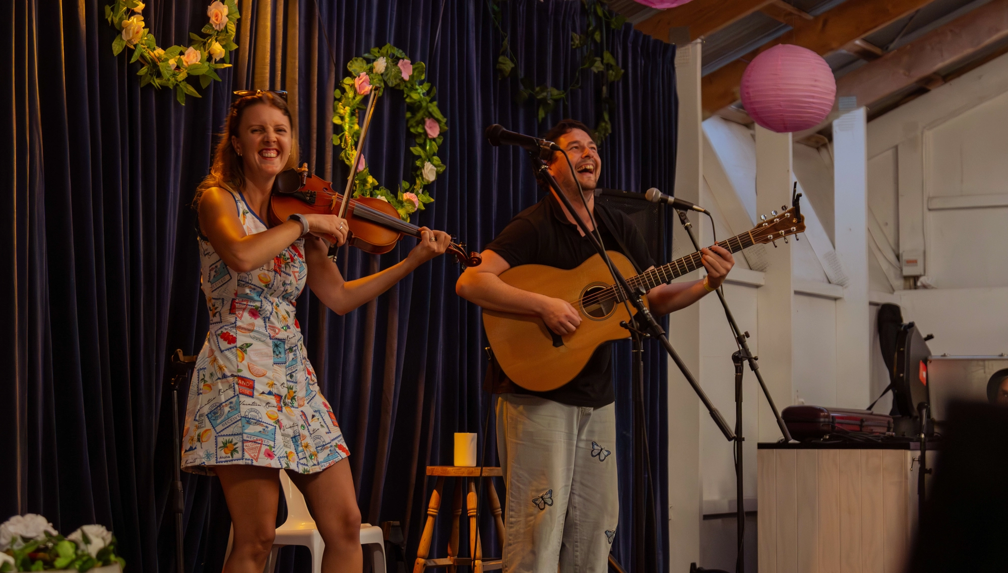 Adam & Marika performing live - a duo featuring violin and acoustic guitar